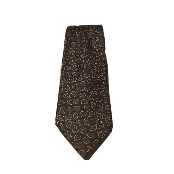 Vintage Silk Mens Neck Tie Jesters Paisley Designed Brown Made In USA Formal - Picture 2 of 7